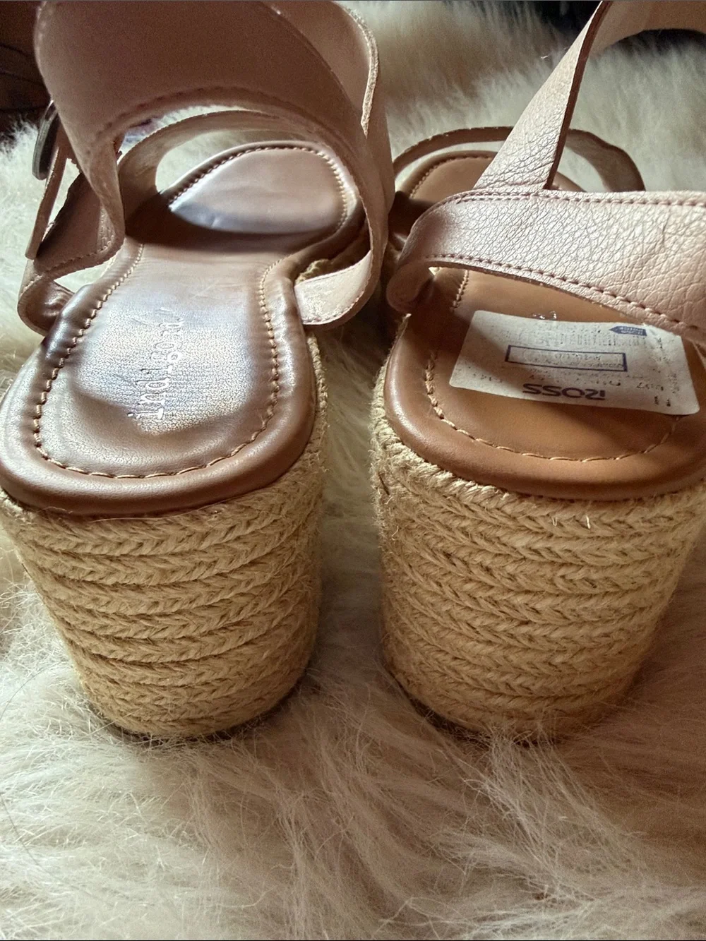 Indigo Blush Pink Platform Espadrille Wedge Sandals